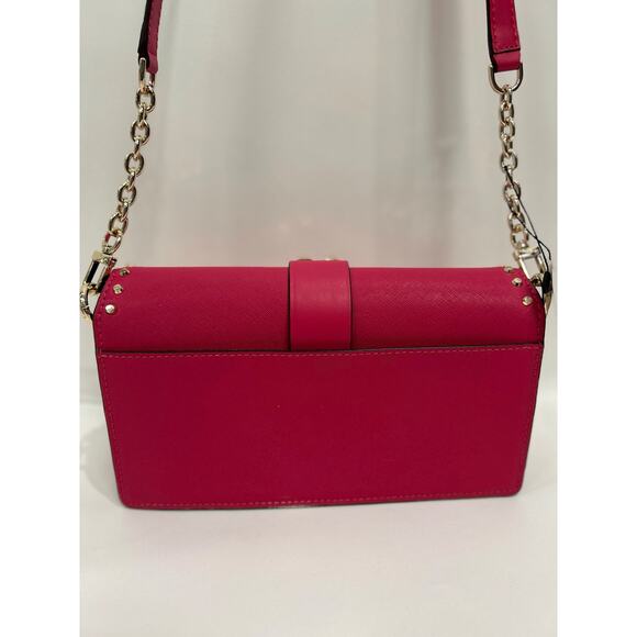 Michael Kors Greenwich Medium Studded Saffiano Leather Shoulder Bag - Rubin Red - Picture 1 of 8